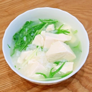 水菜と豆腐のおじや☆お手軽に★減塩志向